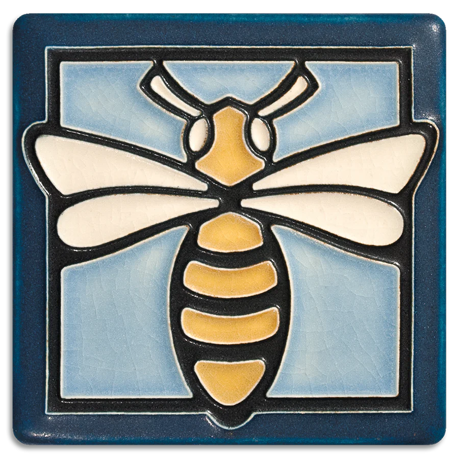 4x4 Bee - Light Blue Motawi Tile