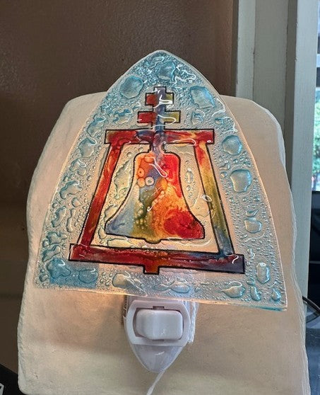Blue Glass Raincross Night light