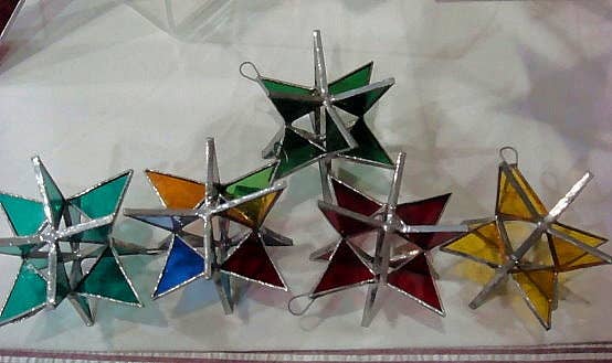 MGL642C    Windowpane  glass stars assorted colors