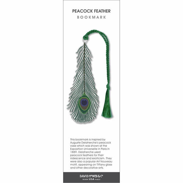Peacock Feather Metal Bookmark, MADE in USA