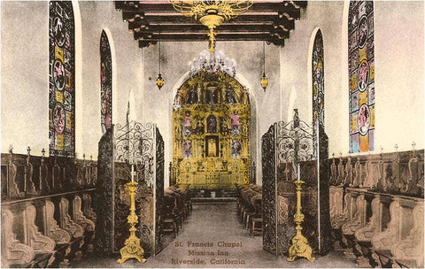 CA-374 St. Francis Chapel, Riverside, California - Vintage Image, Magnet