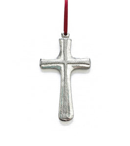 Handmade Religious Cross Christmas Ornament Pewter