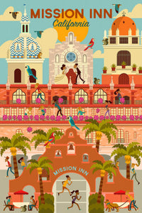 Geometric Mission Inn Wooden Postcard
