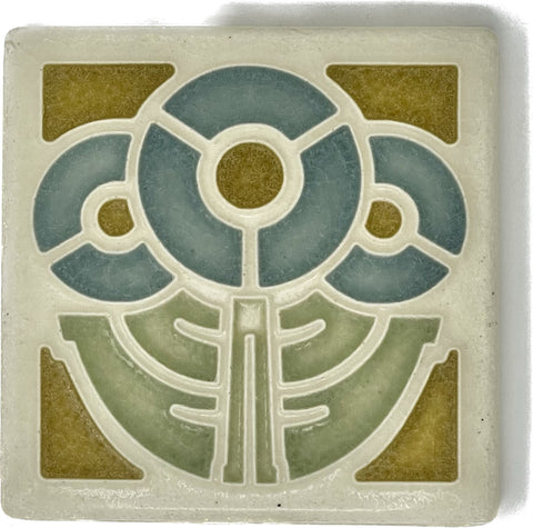 4x4 Round Flowers - Grey Blue